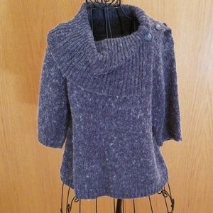 Grey Open Cowl Neck Sweater sz L